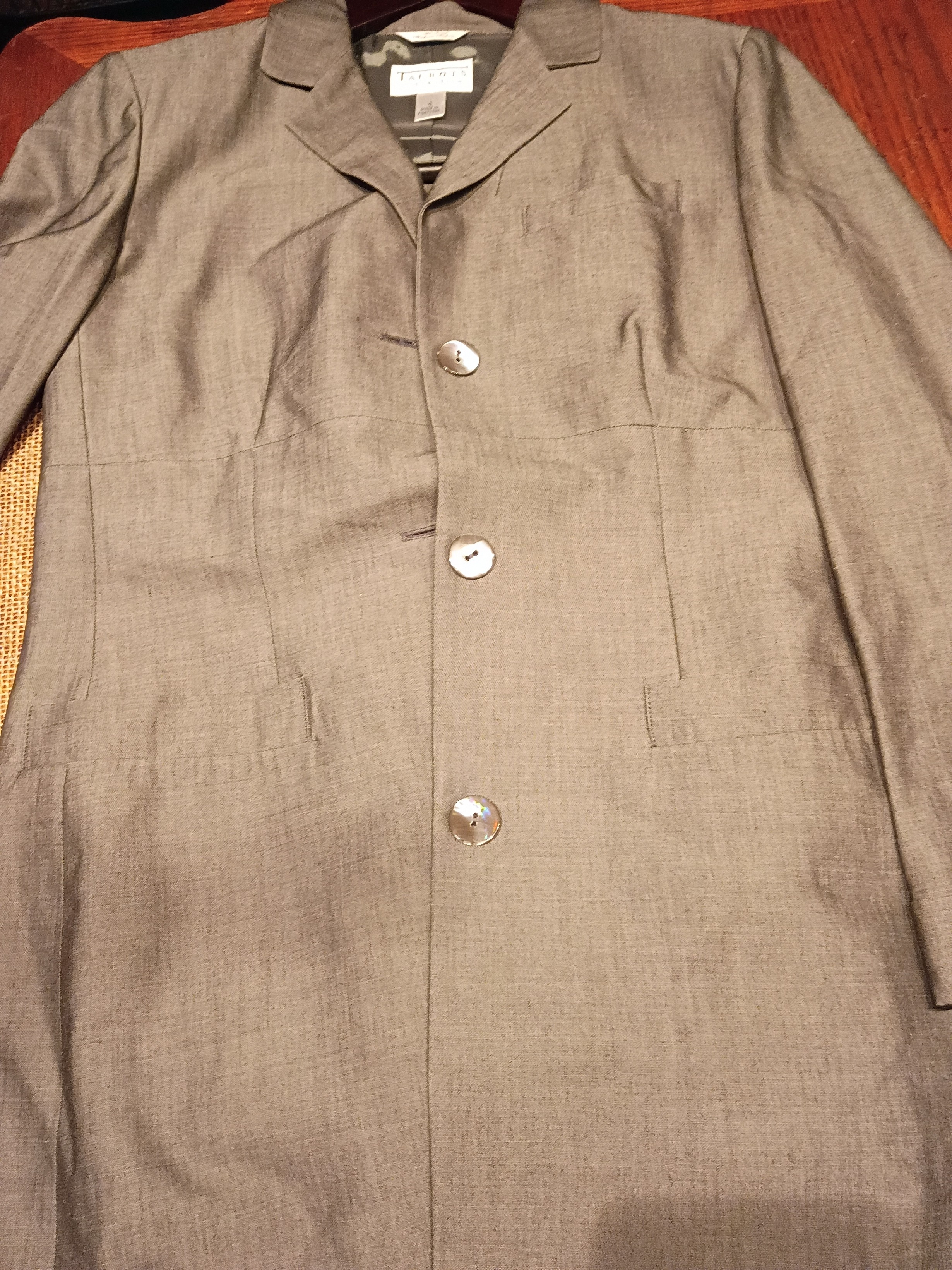 Vintage Talbots Women's Gray Long Trench Coat Pant Suit — image 6 of 7